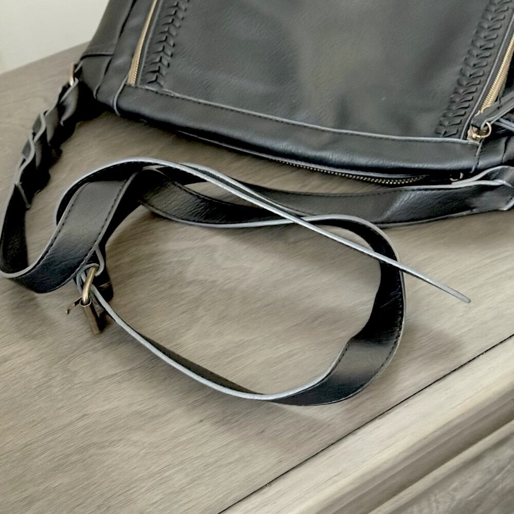 Black Faux Leather Crossbody Bag - Picture 9 of 12